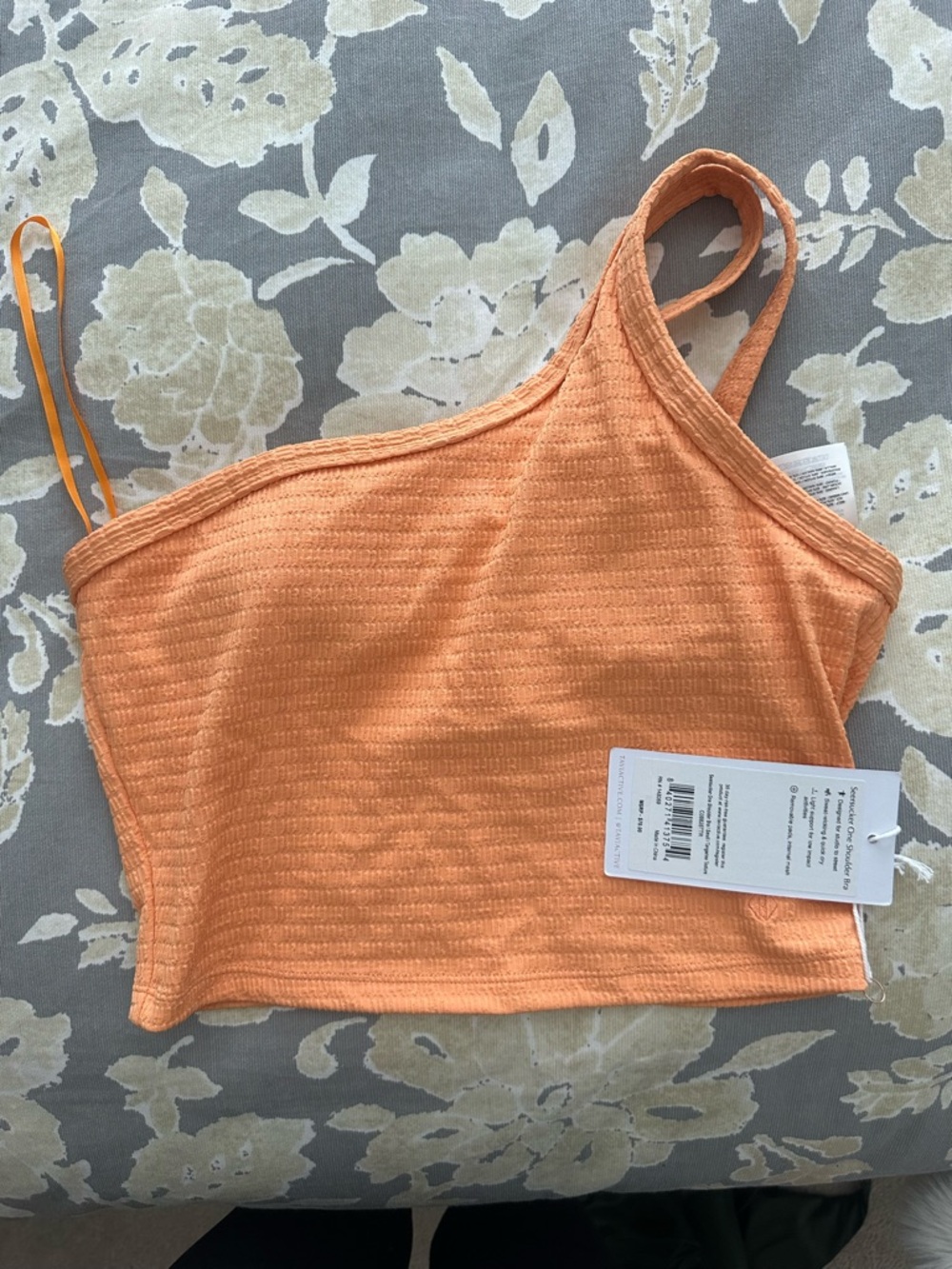 Women's One-Shoulder Ribbed Tank Top - Orange